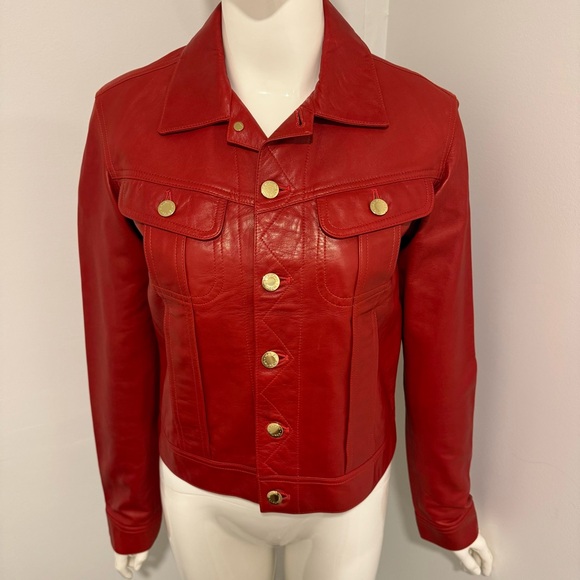 Red lambskin leather Ralph Lauren jacket - Picture 1 of 8